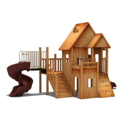 Bộ vận động cầu trượt xích đu liên hoàn gỗ 03