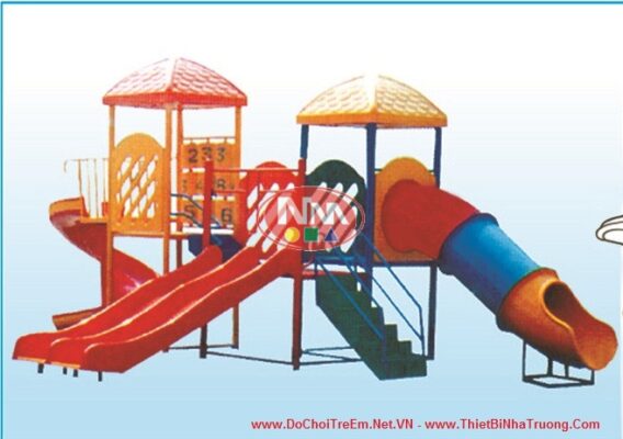 Khu vui chơi liên hoàn 2 khối cầu trượt kép