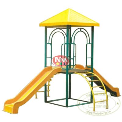 Nhà tròi cầu trượt mái vuông